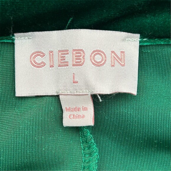 Ciebon Blouse Womens Size L Emerald Green Velvet Button Front Collared LS - Picture 2 of 9